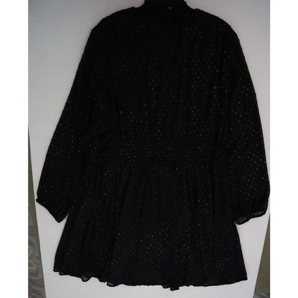 Torrid Women's Plus Sz 3 (3X) Deep Black Mini Clip Dot Blouson Sleeve Dress $86 - Picture 10 of 16